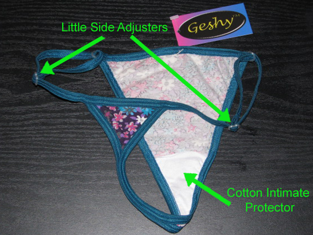 Pic showing side adjusters and cotton intimate protector.