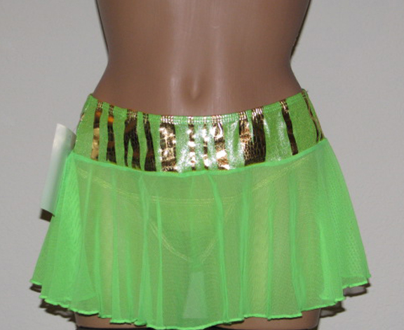 Front View of Neon Green Mini Skirt