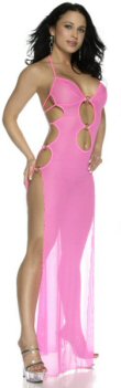 Long pink sexy gown.